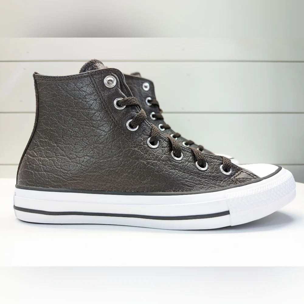 Converse Chuck Taylor All Star Tumbled Hi Velvet Brown Leather Sneakers Men's 6